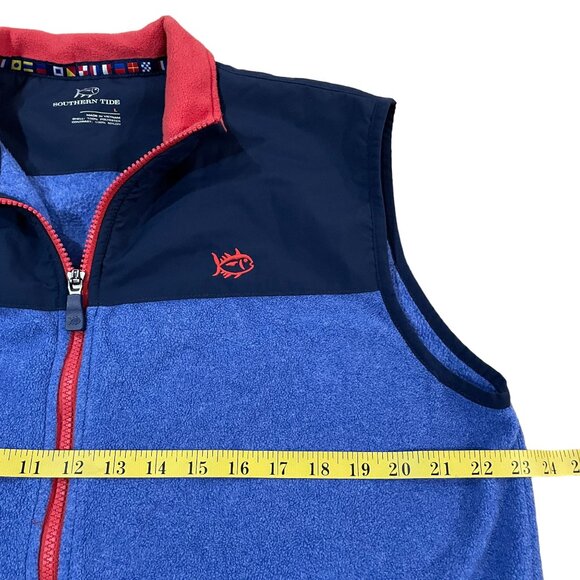 Southern Tide Men's Vest Size Large Blue Fleece Zip-Up Shell Beach Vacation - Picture 3 of 5